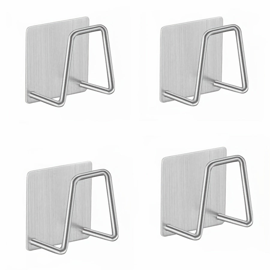 Get a set of 1/2/4 stainless steel hooks for your kitchen, great for hanging sponges, steel wool, dishcloths, sink covers, and other accessories. These multifunctional hooks are self-adhesive, making installation a breeze with no drilling required. They