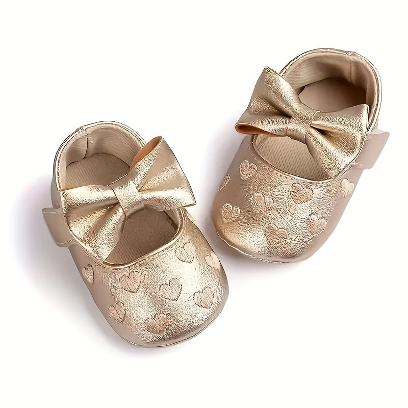 Baby girl's solid color princess dress shoes, non-slip and comfy performance footwear for infants.