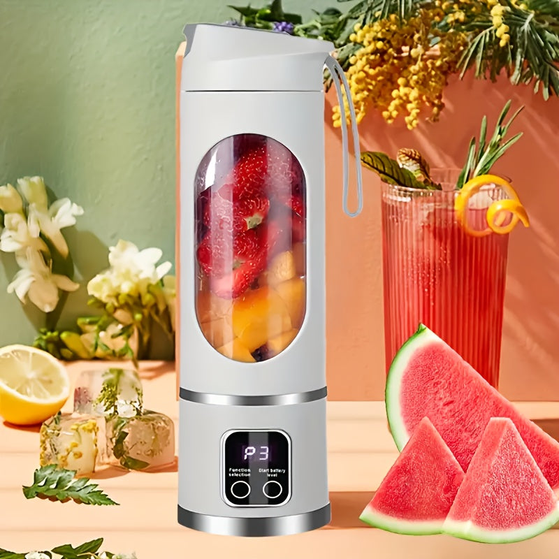 USB rechargeable portable juicer with 10 stainless steel blades, digital display, 3 modes, easy to clean, perfect for smoothies & fresh juice, great for travel, ideal gift for health