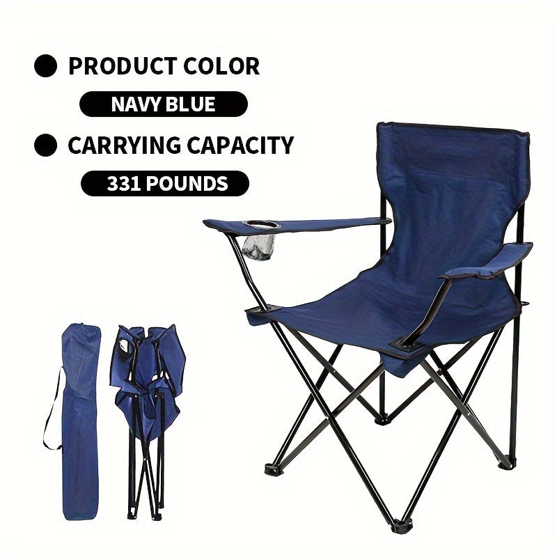 Durable and portable folding outdoor chair for adults with steel frame.