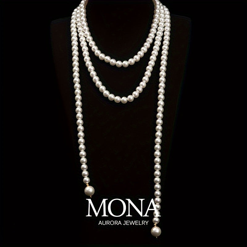 Classic French-Inspired Shell Pearl Necklace, Perfect for Everyday or Special Events, a Timeless and Elegant Piece of Luxury Jewelry with Versatile Long Chain