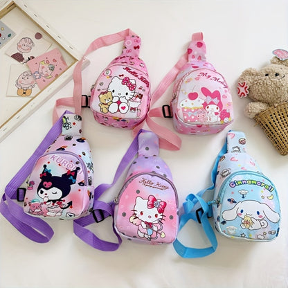 Sanrio Hello Kitty & Friends chest bag is a small backpack with a zipper design, perfect for travel essentials and everyday fashion. Can be carried as a single shoulder crossbody bag.