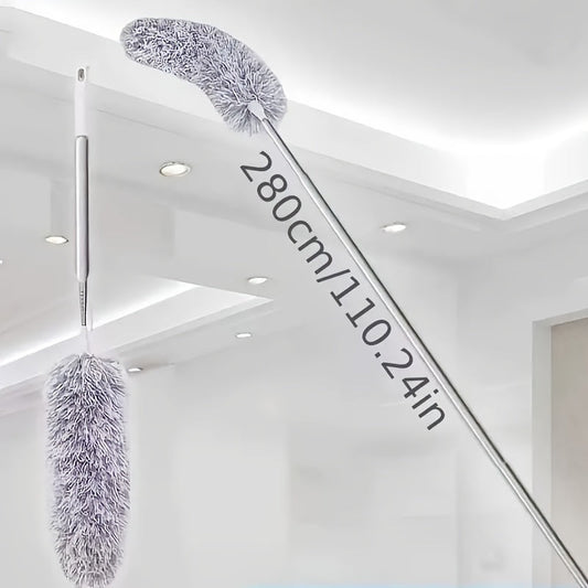 Extendable Duster with Telescopic Handle - This versatile cleaning tool features a bendable head and can be used on high ceilings, furniture, cars, and more. Made of reusable washable microfiber, it is perfect for use in living rooms, bedrooms