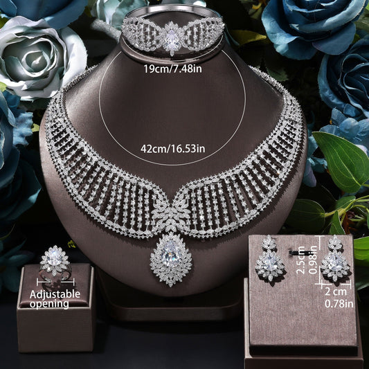 Exquisite Jewelry Set for Elegance: Includes Engagement, Wedding, and Bridal Earrings and Necklace