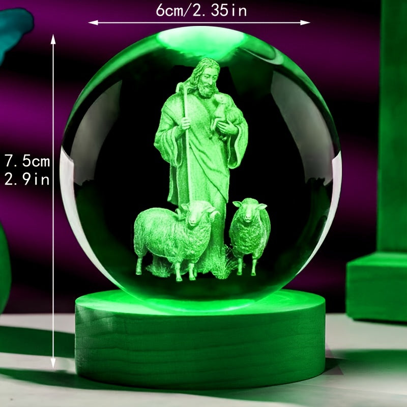 3D Laser Engraved Jesus The Good Shepherd Crystal Lamp - Church Souvenir Night Light.readFileSync