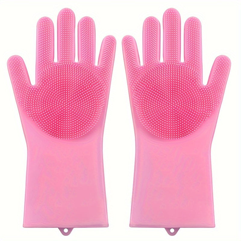 Waterproof, PVC-free Silicone Gloves for Kitchen Use - High Temperature Resistant, Perfect for Dishwashing, Washing Vegetables, and Bathing Pets