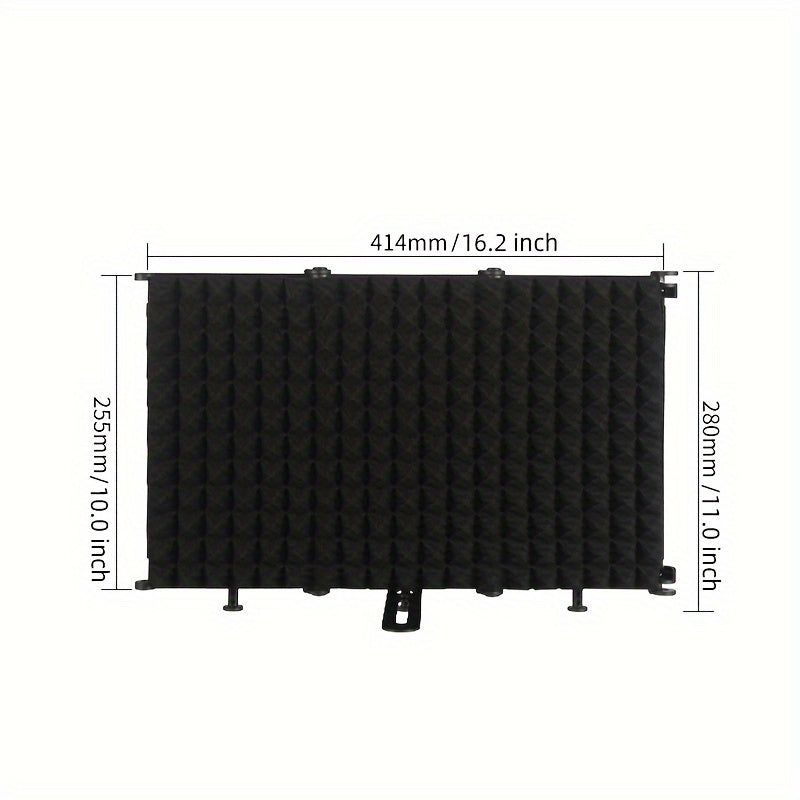 High-density foam sound absorption screen reduces noise for clear vocal recording with condenser microphones.