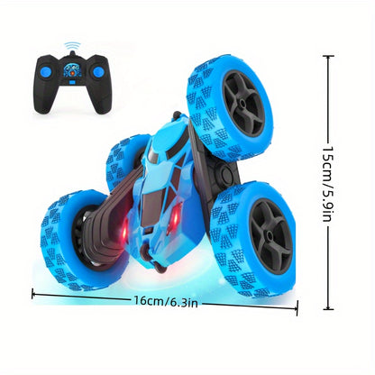 2.4GHz RC Stunt Car with 360° Rotation, LED Headlights, 4WD, Rechargeable Battery, Push Button Control, Military & Superhero Themes, Durable Plastic - Battery-Powered Racing Toy for Kids