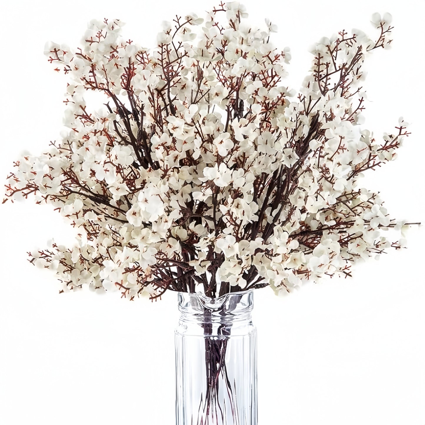 Artificial baby's breath bouquet with 10 stems, perfect for weddings, home decor, and holiday parties. Container not included.