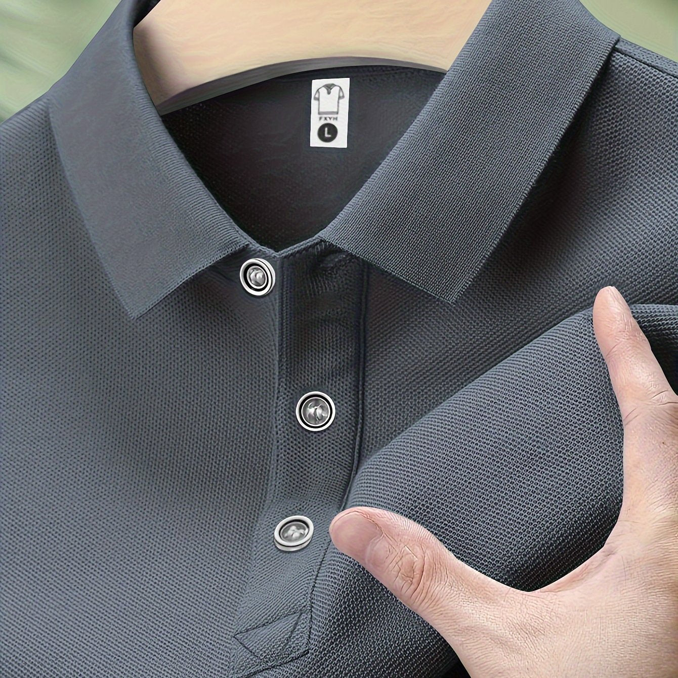 Classic blue men's shirt made of comfortable polyester, perfect for summer activities, machine washable.