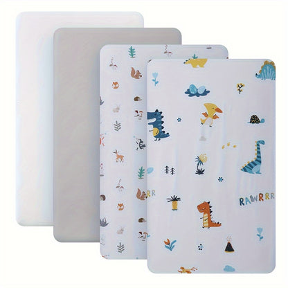 Soft and breathable fitted sheet set for youngsters featuring squirrel and crocodile prints. Made from 100% polyester and machine washable. Ideal for boys' bedroom decor, measuring 132.08x71.12x20.32 cm.