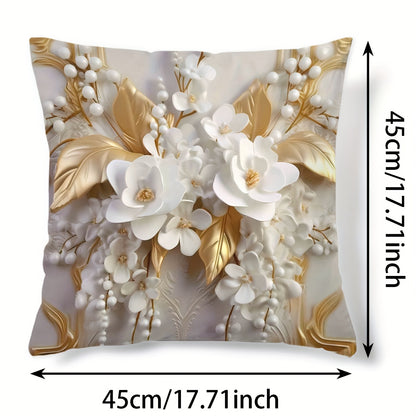 Contemporary 3D Floral Print Cushion Cover - 18x18 inches for Home Decor