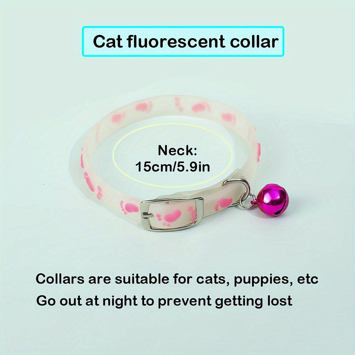 8-Pack Cartoon Pattern Silicone Cat Collars with Glow-in-the-Dark Bell, Reflective Safety & Breakaway Design, Adjustable for Cats and Small Pets - Assorted Styles