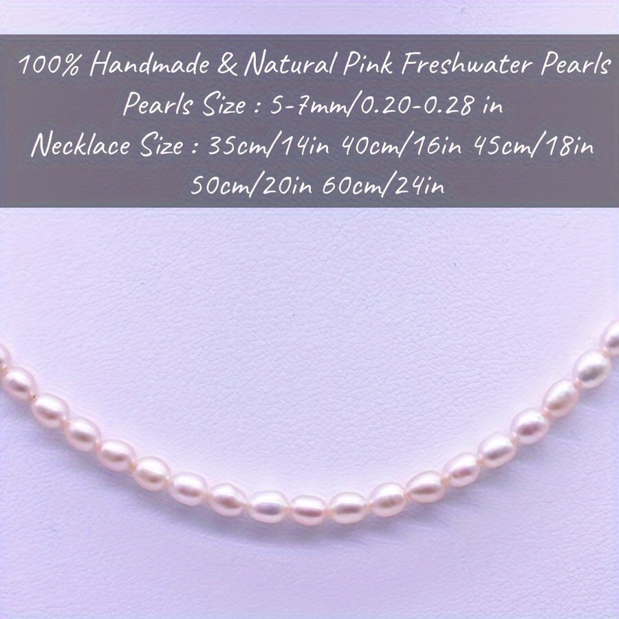 Handcrafted Pink Freshwater Pearl Necklace - Vintage Vacation Style, June Birthstone, No Plating - Perfect for Everyday Wear, Special Occasions, and Holidays - Includes Gift Box