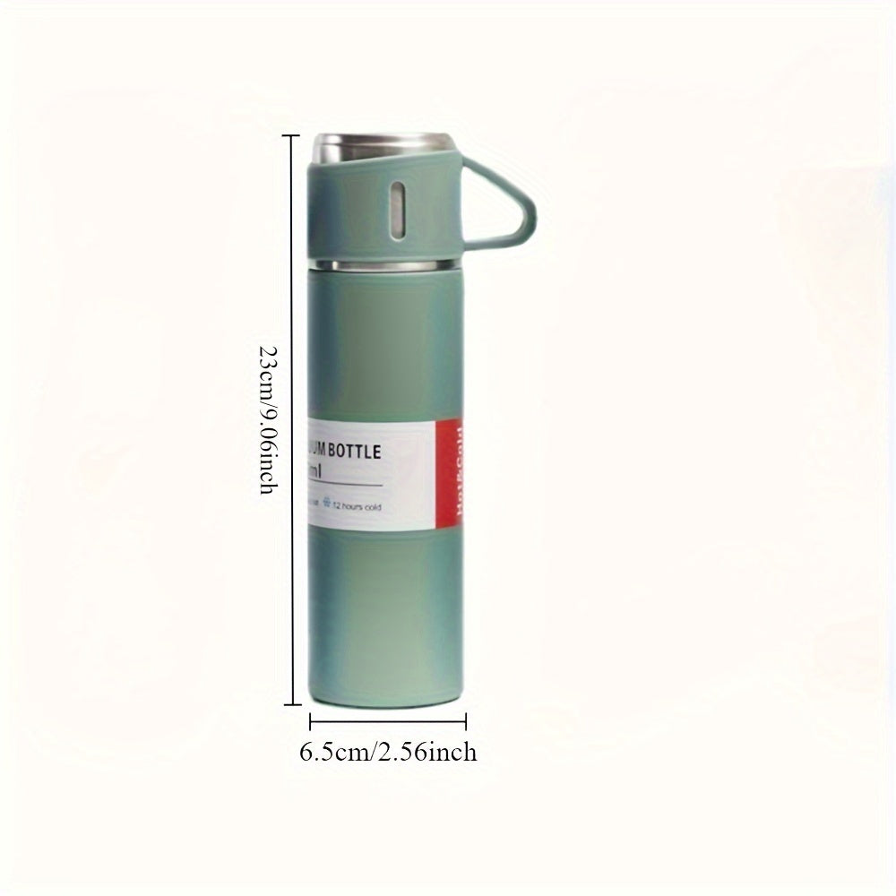 Set of stainless steel vacuum insulated flasks - includes a portable coffee mug and thermal bottle perfect for use in the office, for business purposes, and while traveling.