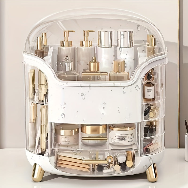 1-piece dustproof makeup organizer, clear cosmetic storage box.