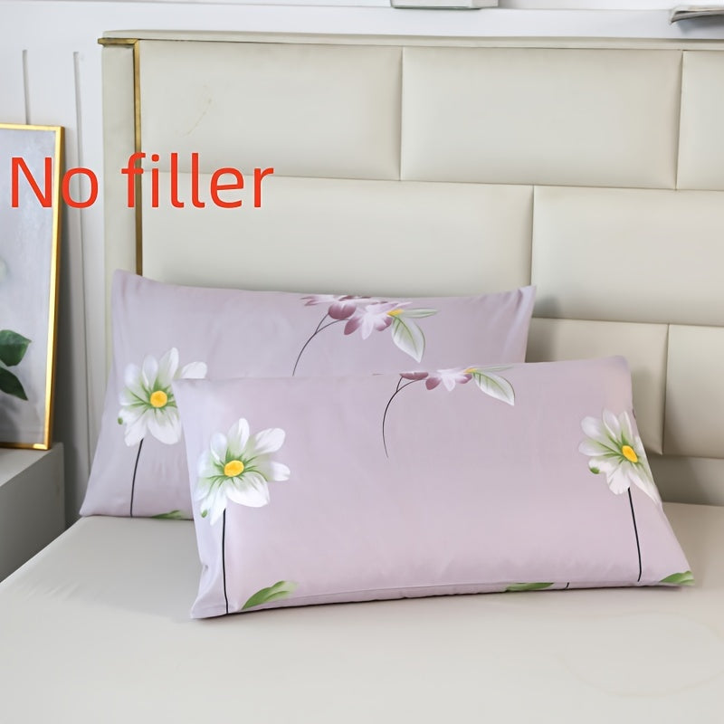 Set of 2 luxurious brushed pillowcases featuring a stylish floral and geometric design. These pillowcases are soft, skin-friendly, and have an envelope closure for easy use. Made from machine washable polyester material, these lightweight pillowcases