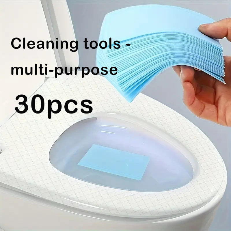 30 pieces of automatic toilet bowl cleaner tablets, odorless, with long-lasting sterilizing properties and stain removal abilities. These multi-purpose household cleaning tabs are made with magnesium chloride and suitable for use on plastic surfaces.