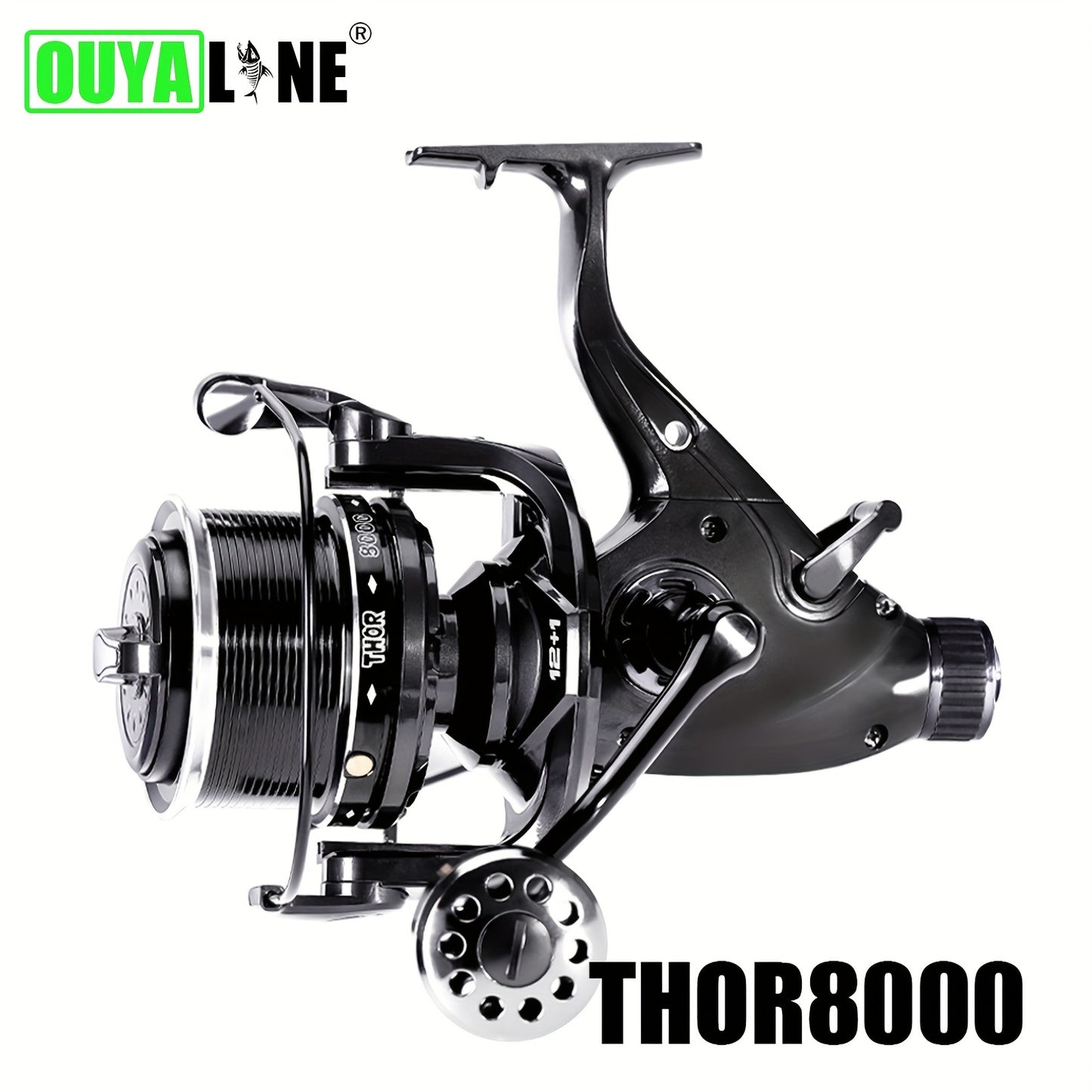 OUYALINE 1pc Spinning Fishing Reel with 10-25kg Strong Double Drag, 7+1BB, Carp Fishing Tackle.