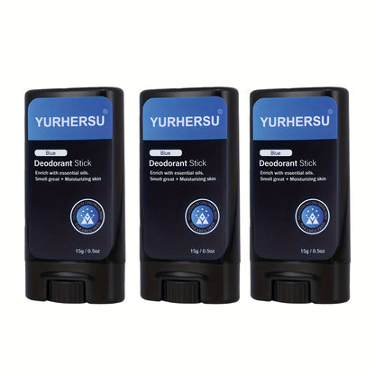 YURHERSU Men's 48-Hour Odor Gentle Sticks in Orange, Mint, and Green Tea scents for long-lasting freshness on-the-go.