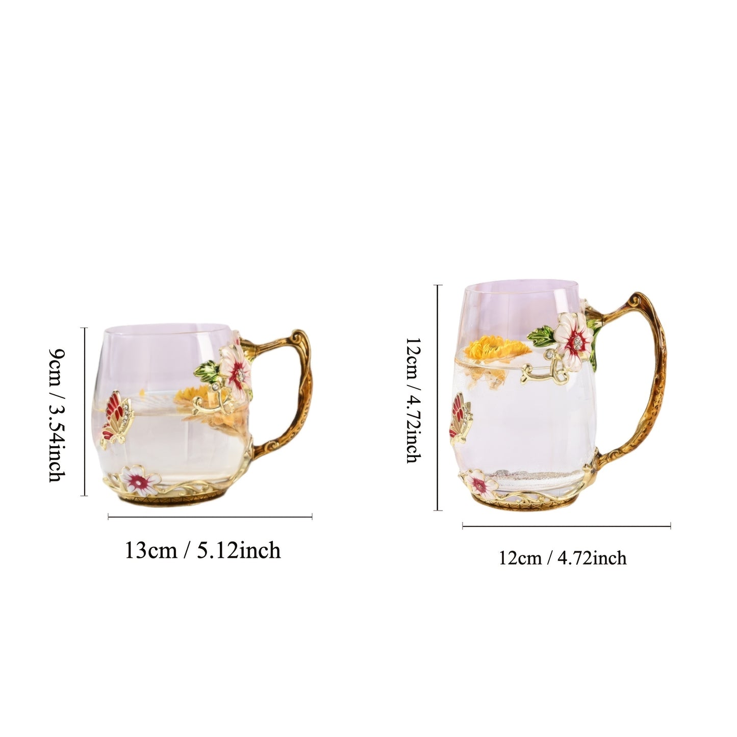 Enamel flower tea cup set, ideal for home, office, or gifting. Available in 320ml and 350ml sizes. Perfect for coffee, water, milk, or juice.