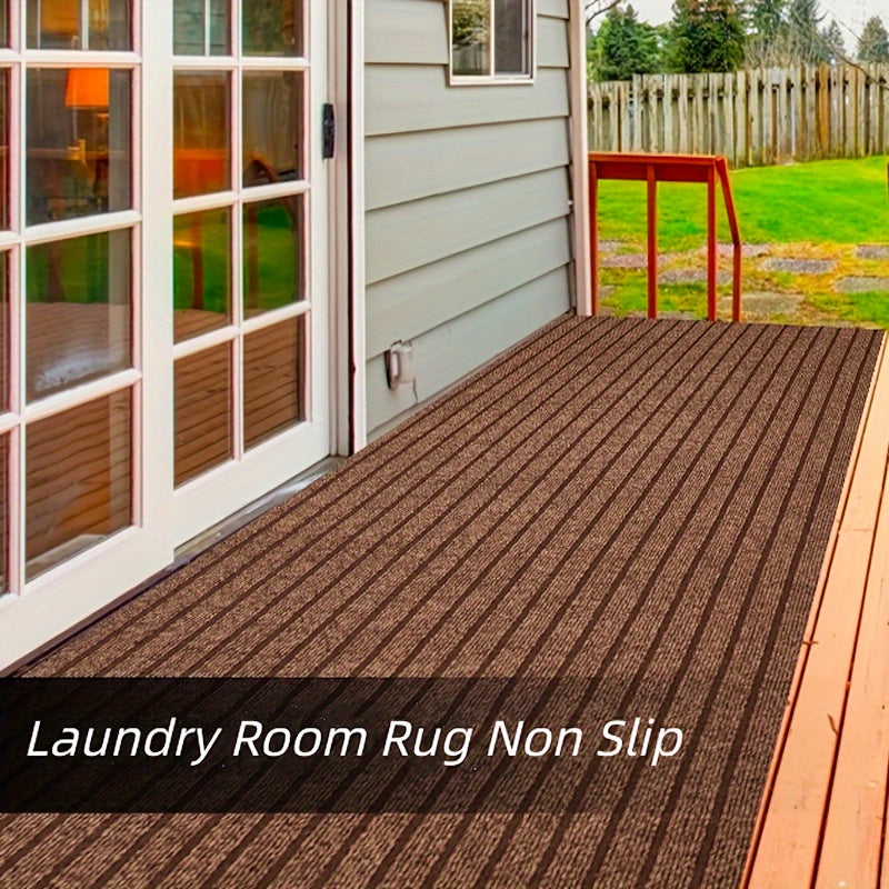 Non-slip laundry room carpet with rubber backing, washable indoor/outdoor runner carpet (1800G/㎡), ideal for entryways and balconies.