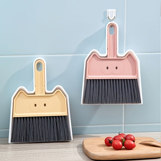 Mini Broom and Dustpan Set for Small Spaces - Ideal for Desks, Tables, and Home or Kitchen Necessities (Color May Vary)