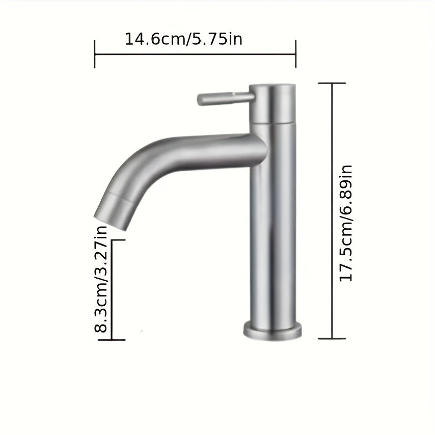 304 Stainless Steel Faucet with Single Cooled Ceramic Valve Core and Single Handle for Bathroom Cabinet Basin