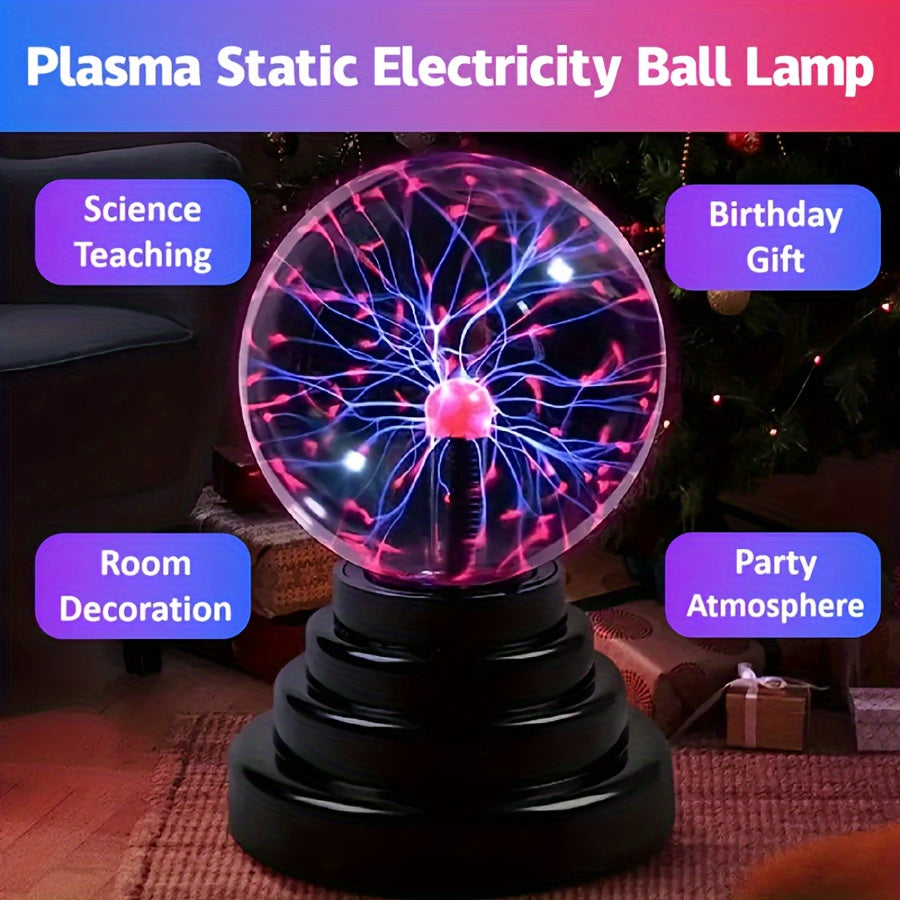 Plasma Ball, Touch Sensitive USB Powered Magic Static Electricity Lamp - Perfect for Parties, Home Décor, and Birthdays