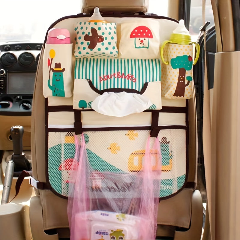 Optimize Your Backseat Storage Space with the Versatile Cartoon Car Seat Back Storage Bag!