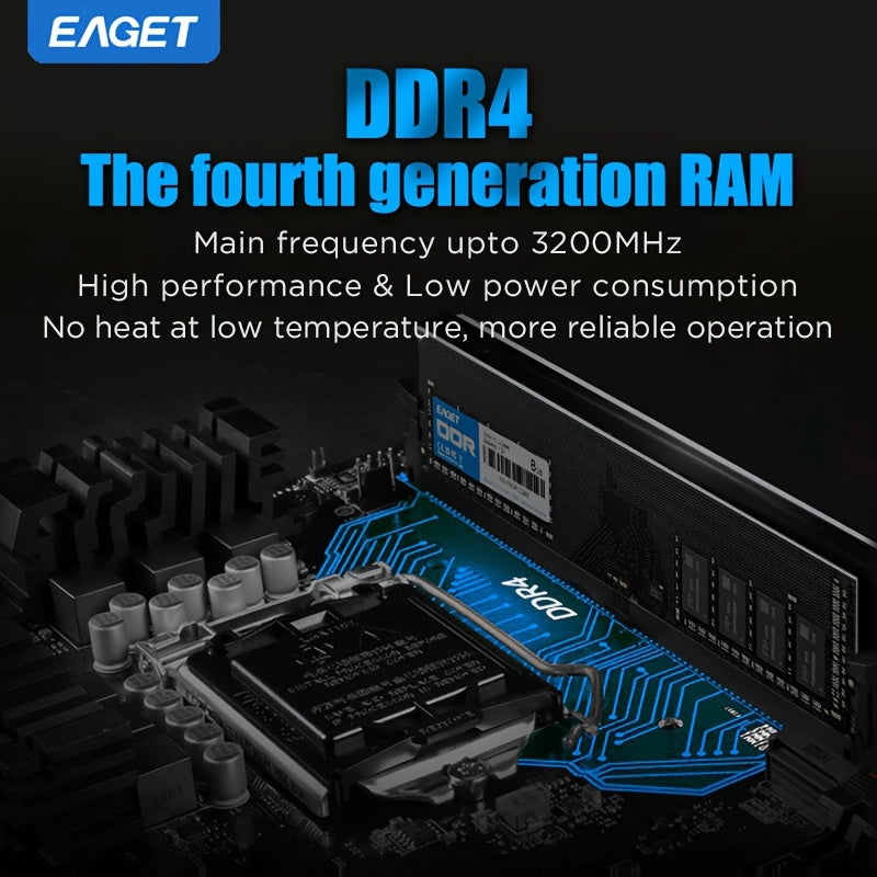 EAGET DDR4 RAM: 8GB/16GB, 3200MHz, 1.2V, UDIMM Desktop Memory for Intel & AMD Motherboards