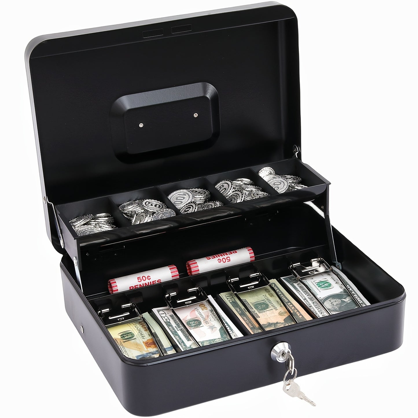 1pc Money Box with Lock for cash organization and storage.