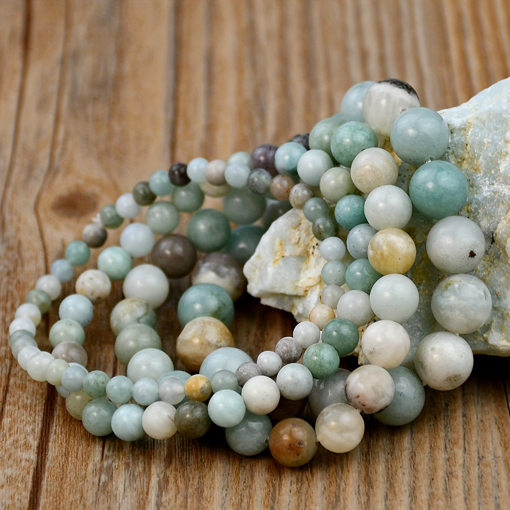 Set of 4 Bracelets made with Natural Amazonite Beads, Perfect for Boho Vacation Style, Ideal for May Birthdays, Unplated, Great for Everyday and St. Patrick's Day Wear