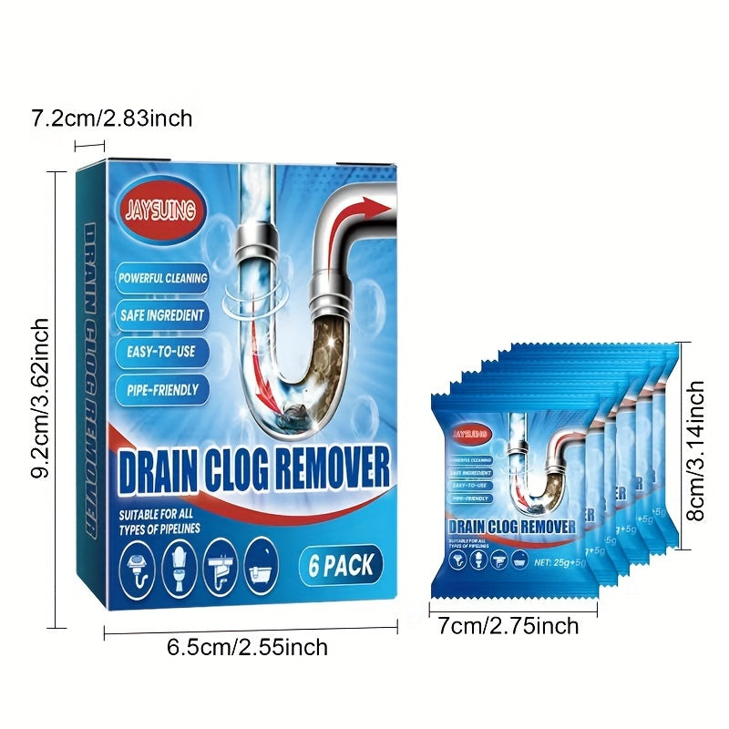 6 pieces per box of a powerful drain cleaner designed to dredge and deodorize drains in your home, bathroom, and kitchen sink. This cleaner is perfect for removing clogs and is an essential tool for cleaning your apartment.