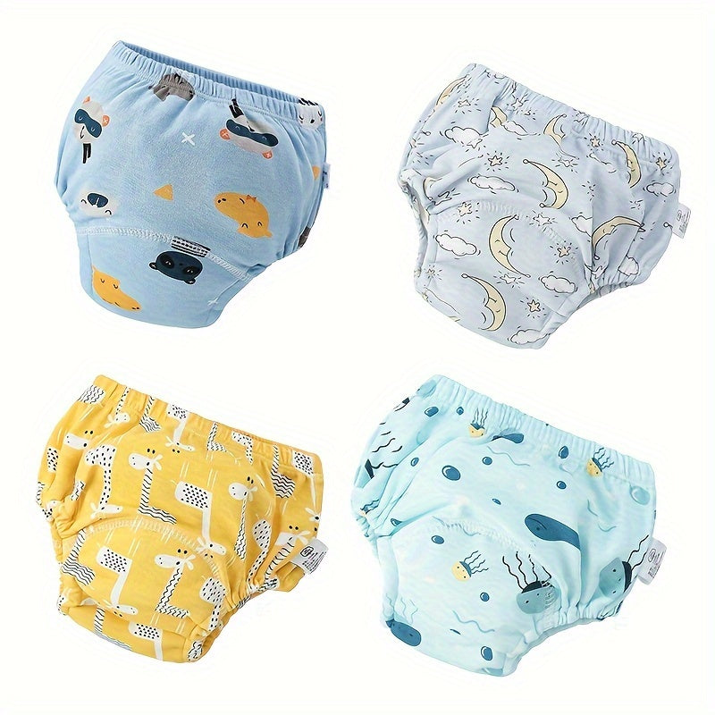 Leak-Proof Potty Training Pants for Boys & Girls - Washable, Extra Absorbent Underwear featuring Cute Cartoon Designs in Gray/Blue/Yellow