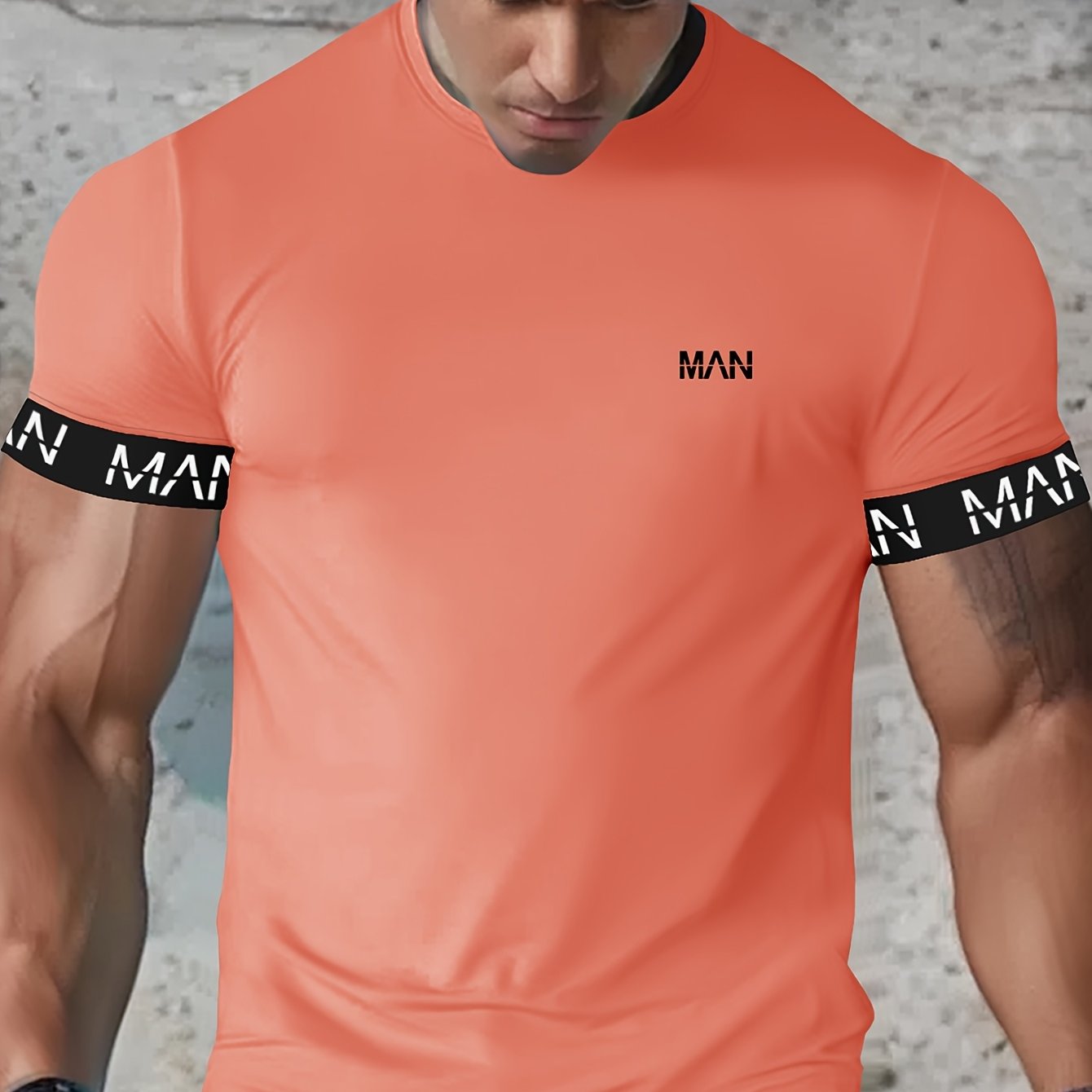 Men's lightweight athletic t-shirt made from a breathable and stretchy blend of polyester and elastane, suitable for gym, running, and training. Machine washable.