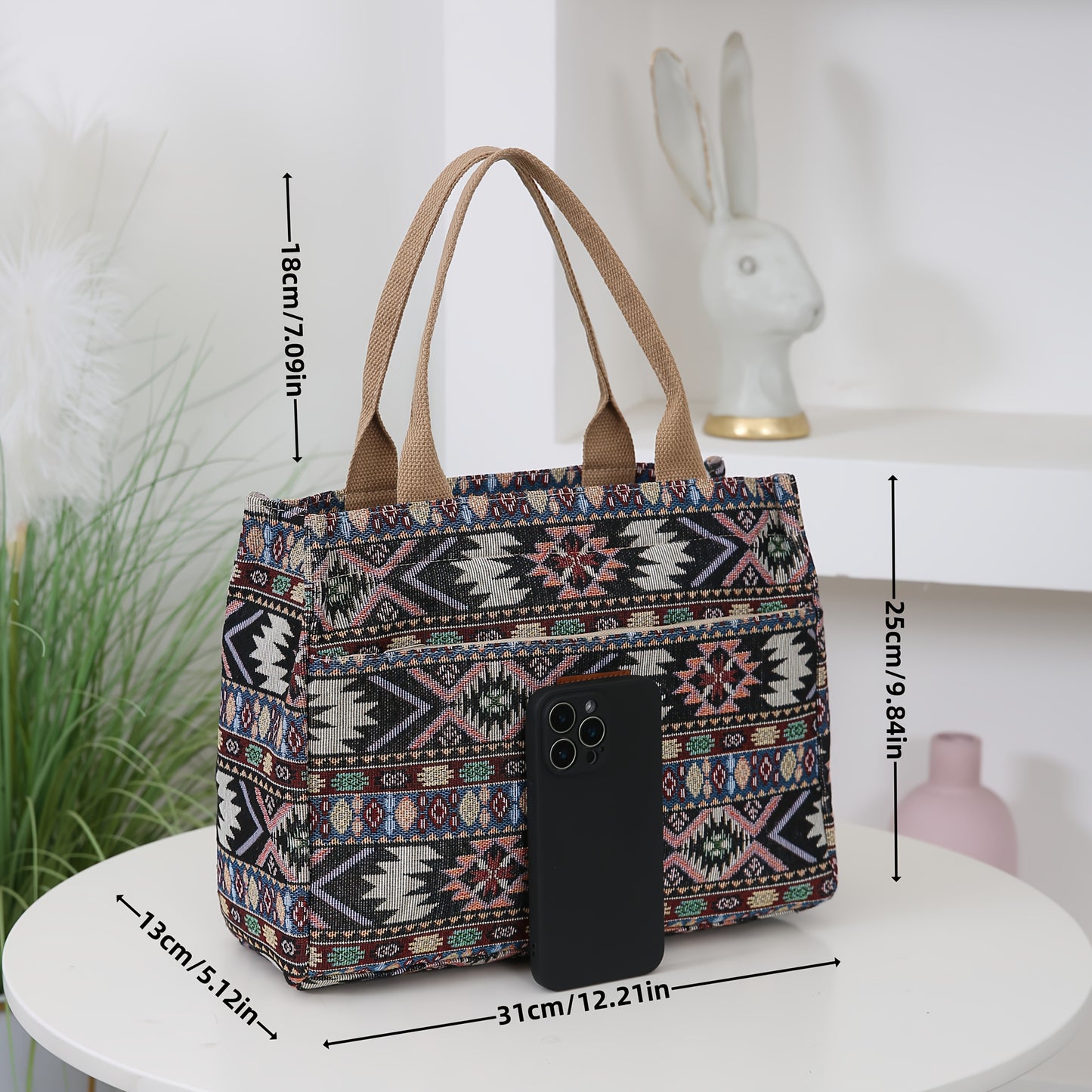 New products including thick knitted jacquard fabric handbags, tote bags, convenient shopping bags, storage bags for moms on the go, women's bags, cloth bags, unisex and ethnic style square