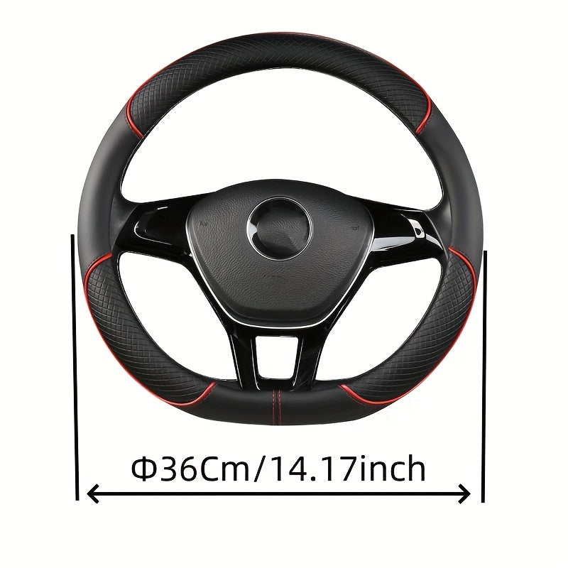 XUANHUANG PVC Steering Wheel Cover - Black & Red Design for Enhanced Driving Comfort.