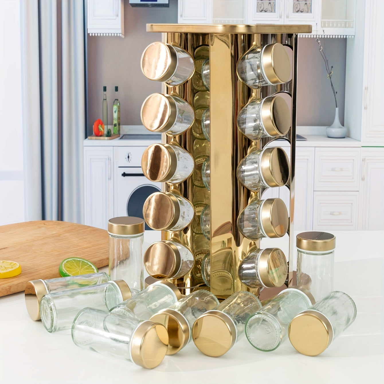 Spice up your kitchen with the Rotating Seasoning Rack and Special Spice Sheet Seasoning Jar