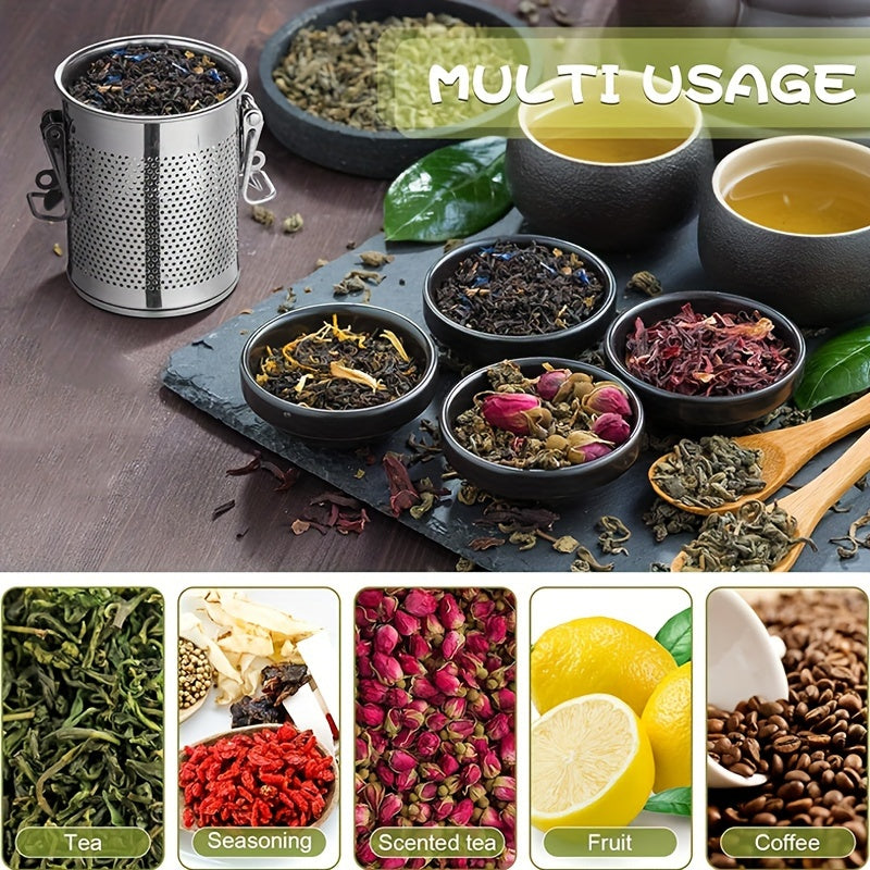 This spice infuser is made of durable stainless steel and features a buckled lid and extended chain for easy use. The fine mesh seasoning strainer is perfect for soups, teas, and herbs, making it ideal for both home cooking and restaurant use.