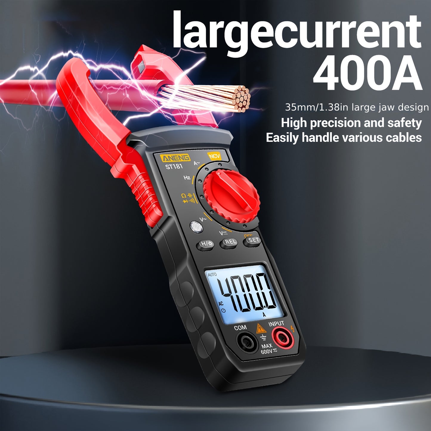 Набор ST181 Advanced Clamp Multimeter включает индукционную ручку и зуммер для измерения тока, напряжения, ёмкости, сопротивления, обнаружения NVC, непрерывности диода и рабочего цикла.