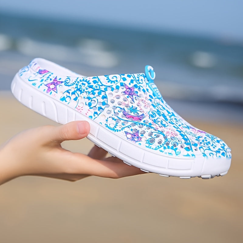 Women's Summer Beach Clogs: Star-patterned, multi-colored, lightweight, and comfortable unisex style