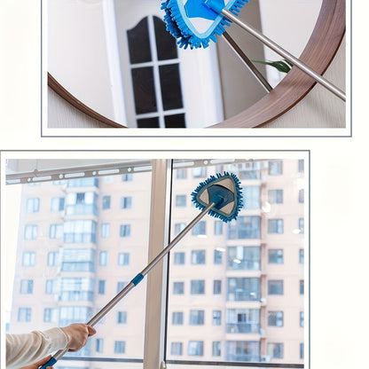 Telescopic Triangle Cleaning Mop - The Ultimate Multi-Surface Dust Removal Tool with a Long Handle and No Dead Corner, Made of Durable Plastic for Every Area of Your Home and Car