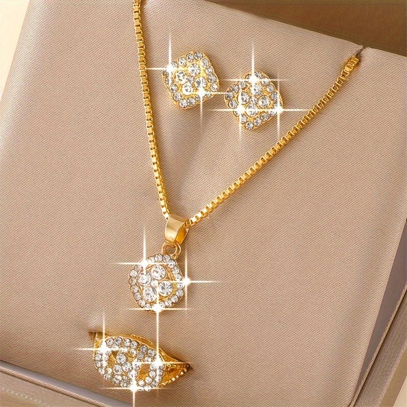 Alloy pendant necklace, earrings, and ring set designed for men.