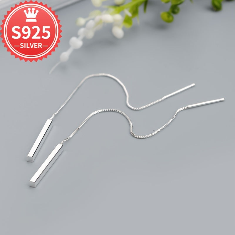 Hypoallergenic minimalist tassel ear thread crafted with a stylish design, perfect for any occasion. Packaged in a gift anti-oxidation box, weighing 3.9g.