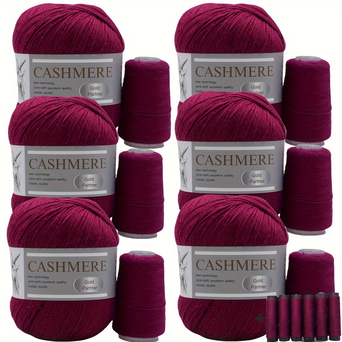 6 luxurious cashmere yarns for hand knitting and crocheting. Ideal for making sweaters, scarves, hats, shawls, cardigans, and gloves. High-quality, soft, warm, multicolored bundle in 10.58