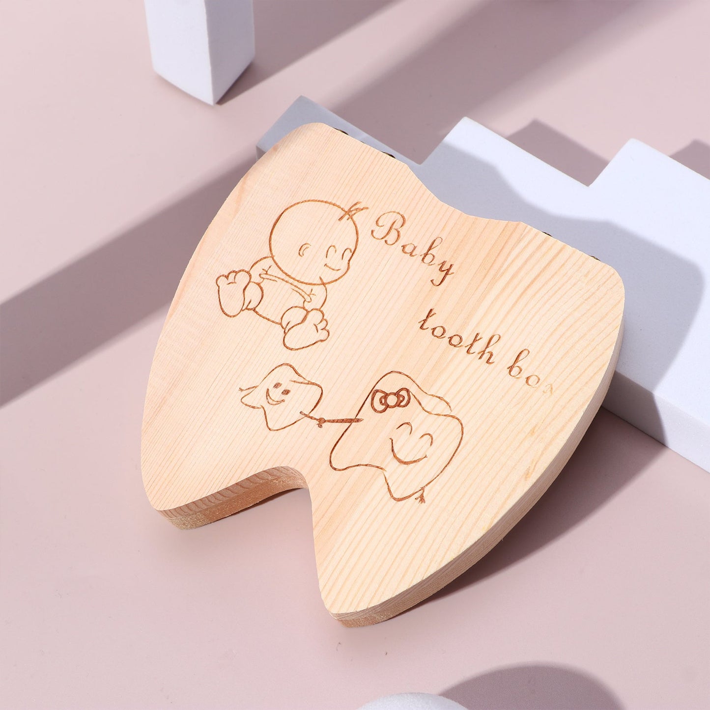 Wooden Baby Kids Tooth Storage Box - A Perfect Gift for Christmas, Halloween, and Thanksgiving! This Tooth Wooden Box Organizer is ideal for collecting and storing your child's milk teeth and umbilical cord. Dimensions: 4.65*4.53*1.1 inches