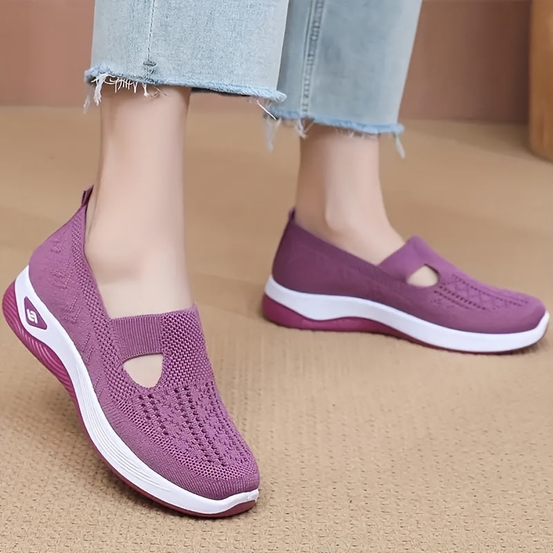 Women's Slip-On Sneakers - Breathable Fabric, Rubber Sole, Low-Top, All-Season Shoes