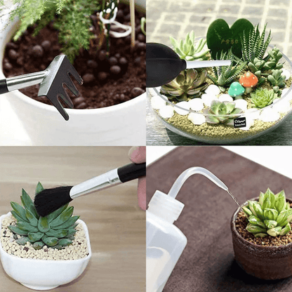 1pc Mini Garden Tool Set for Succulents & Bonsai - Stainless Steel Handles, Trowel, Shovel, Spray Bottle - Ideal for Indoor Gardens.