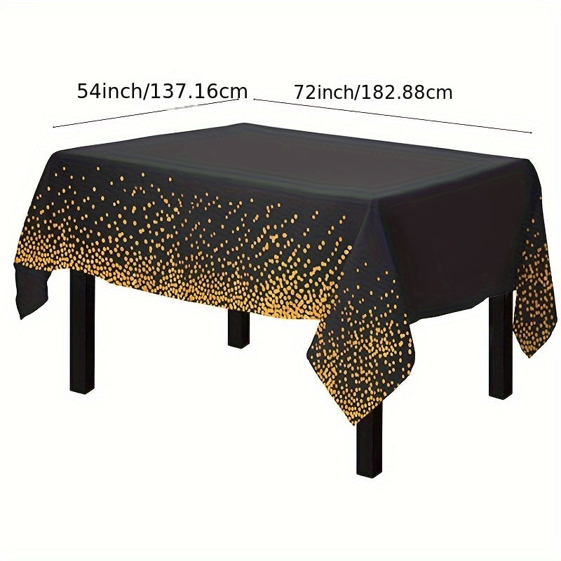 Stylish Black and Gold Dot Tablecloth - Perfect for Parties and Special Events - Easy to Clean, Eco-Friendly, Festive Design.